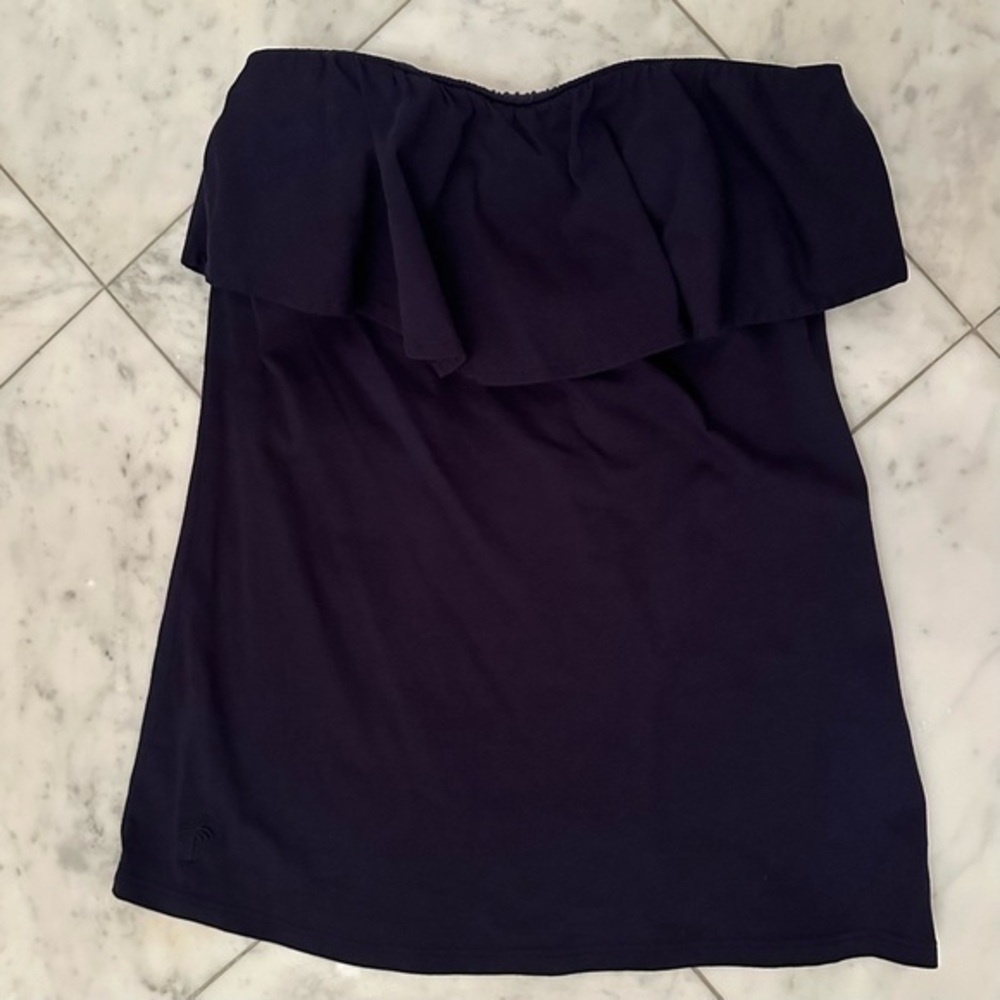 Lilly Pulitzer strapless navy blue ruffled tube top/tank top - XS